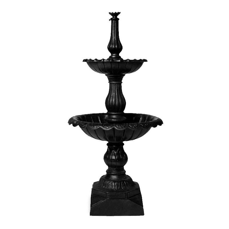 Lisbon Cast Iron Self Contained Garden Fountain, 2 Tier, Black