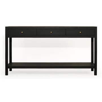 Kingsvale Oak Timber Console Table, 150cm, Black