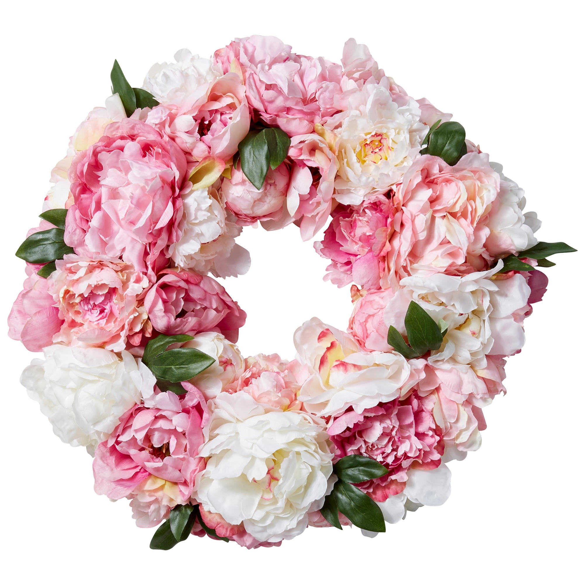 Angelica Artificial Peony Wreath, 50cm, Pink & White Flower