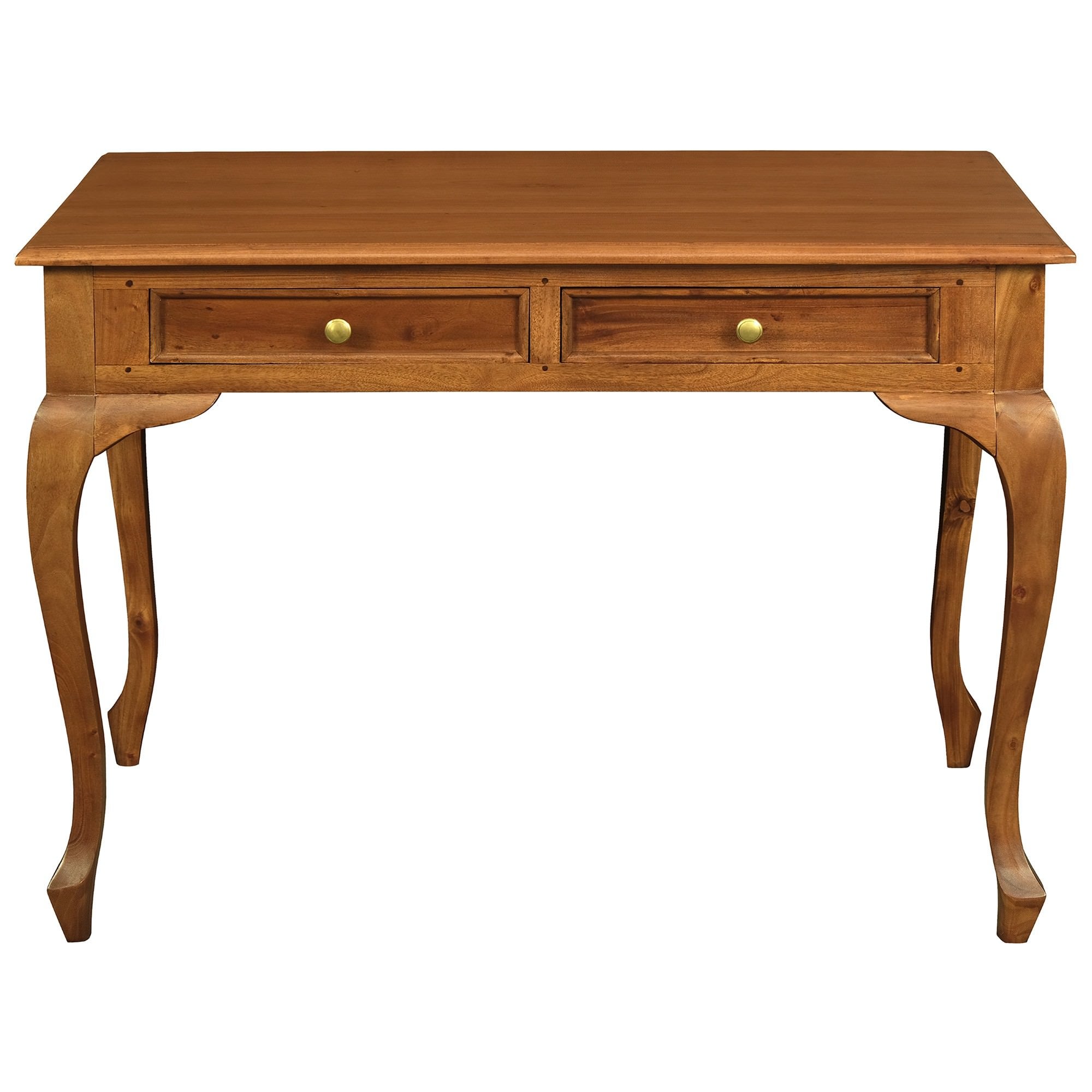 Queen Ann Mahogany Timber Desk, 105cm, Light Pecan