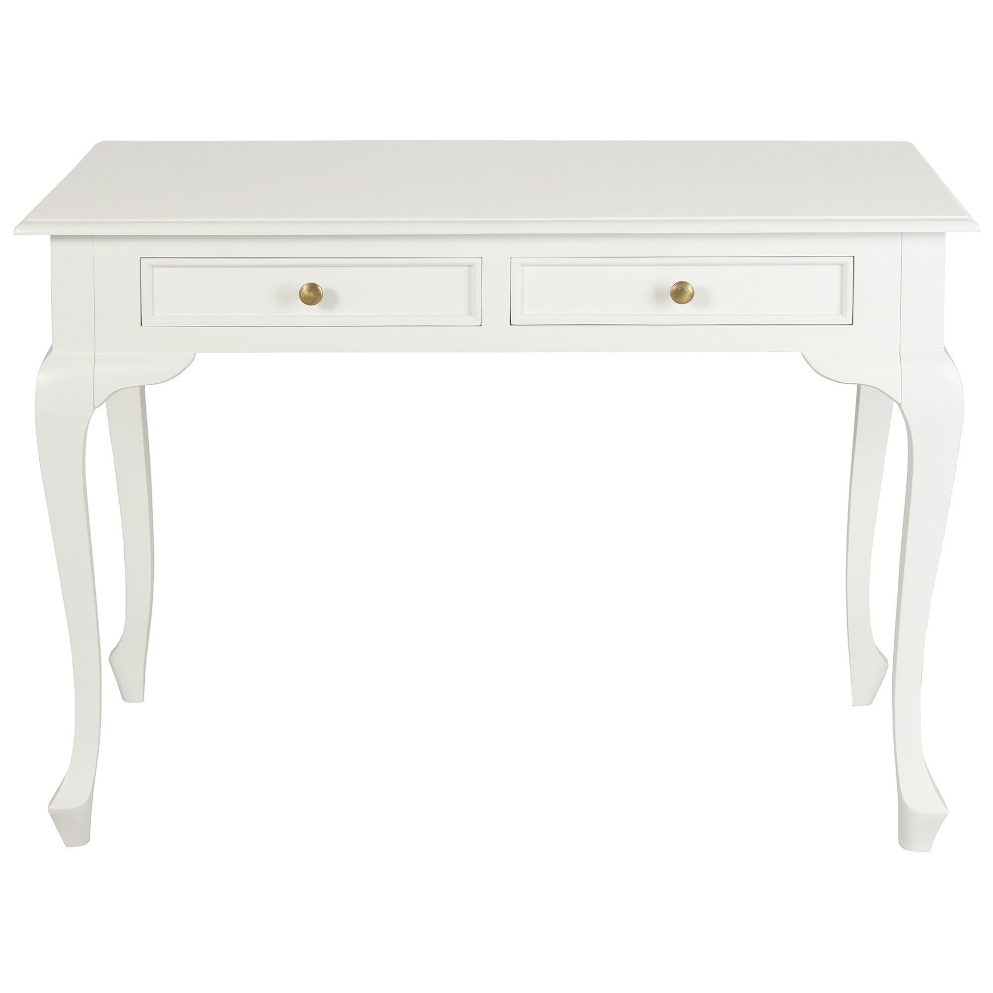 Queen Ann Mahogany Timber Desk, 105cm, White