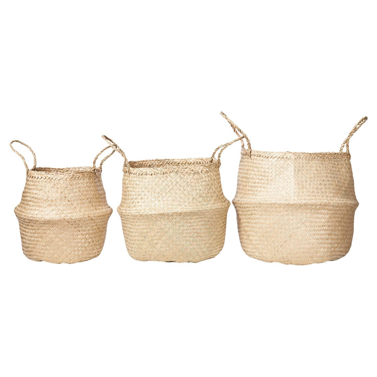 Lucida 3 Piece Foldable Seagrass Basket Set, Natural