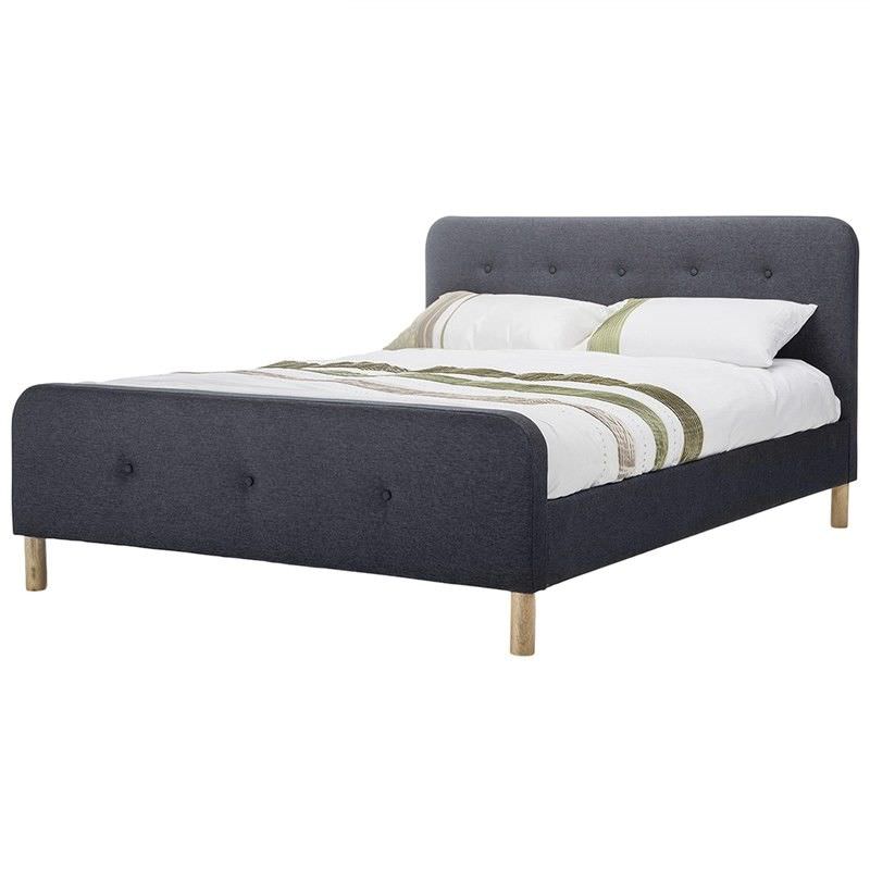 Brayden Fabric Upholstered Bed, Double Size, Dark Grey