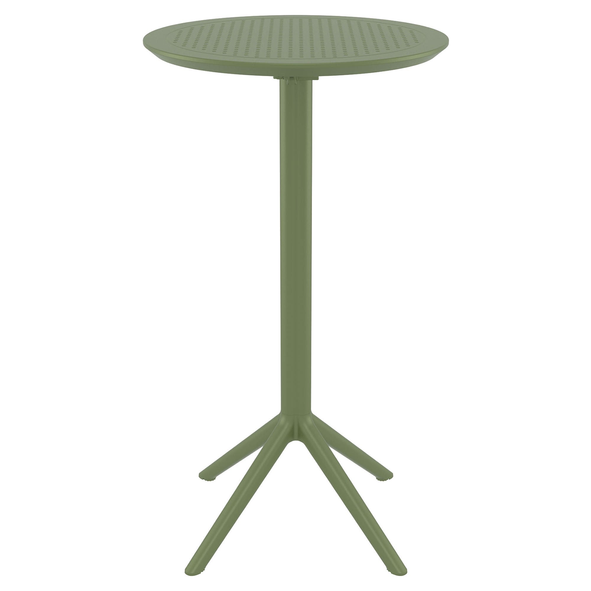 Siesta Sky Commercial Grade Indoor / Outdoor Round Folding Bar Table, 60cm, Olive Green
