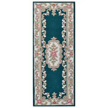Avalon French Aubusson Wool Runner Rug, 210x67cm, Turquoise