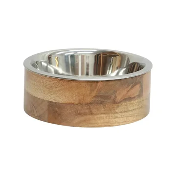 Ploughmans Mango Wood & Stainless Steel Dog Bowl