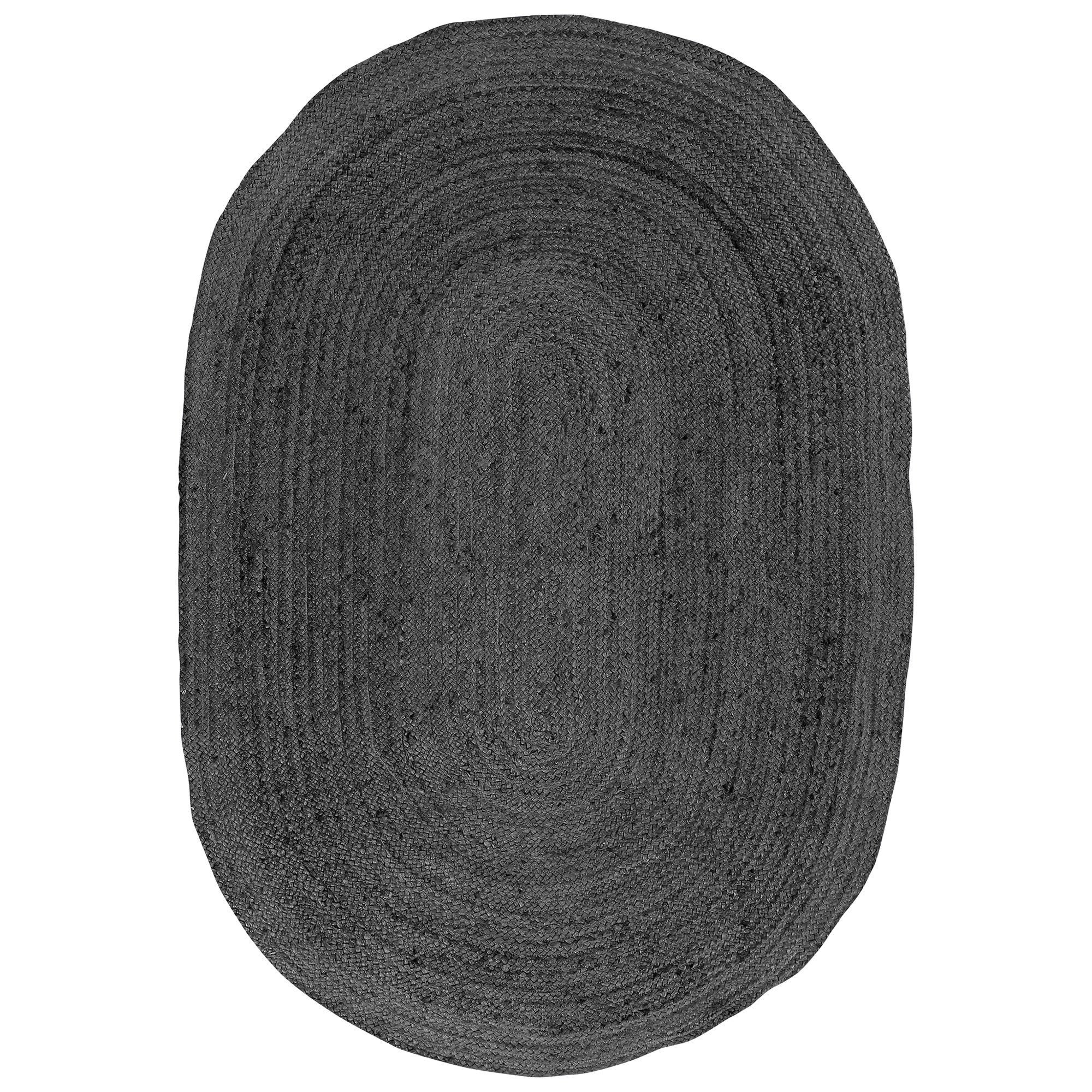 Phoenix Hand Braided Jute Oval Rug, 230x160cm, Grey