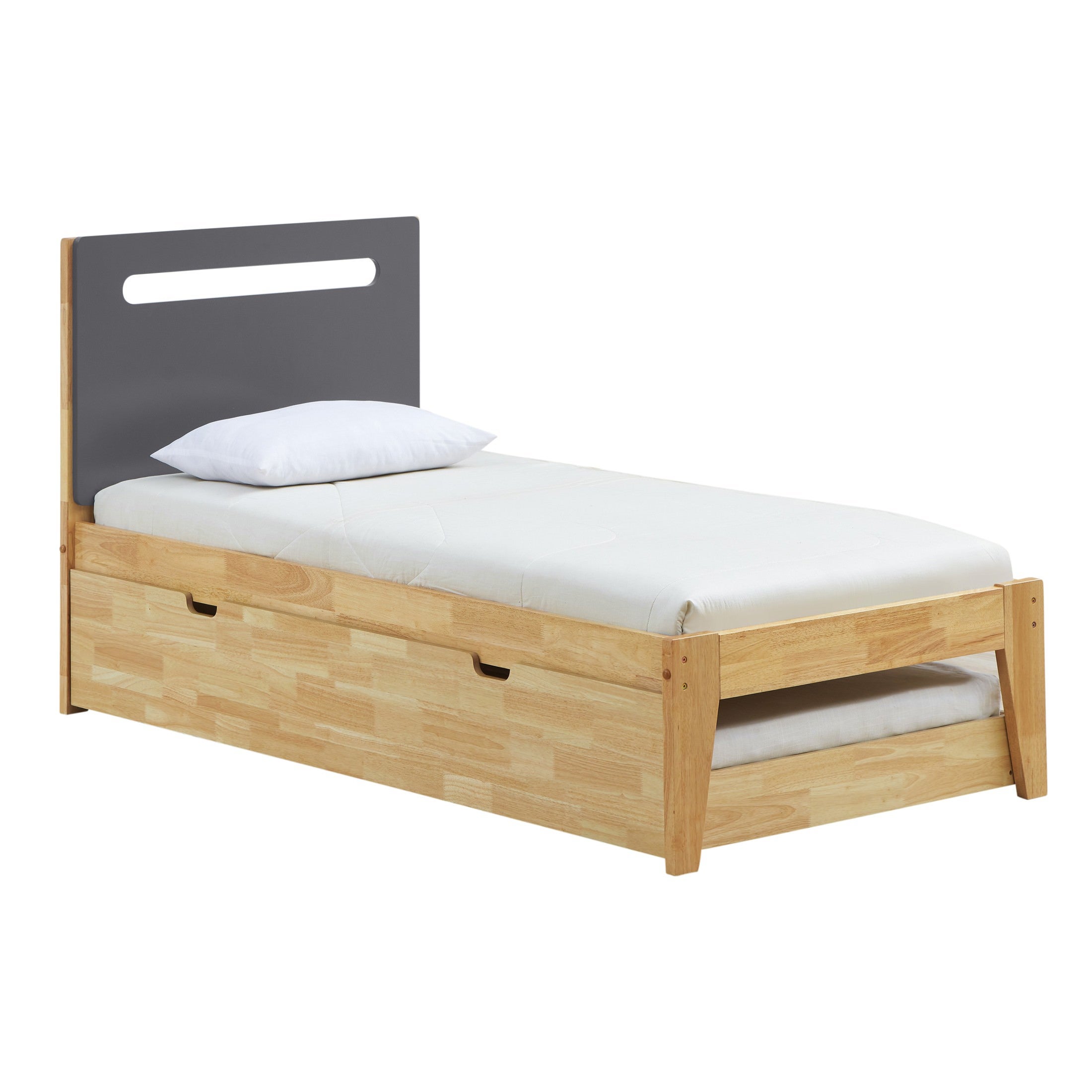 Casla Wooden Bed with Trundle, Single