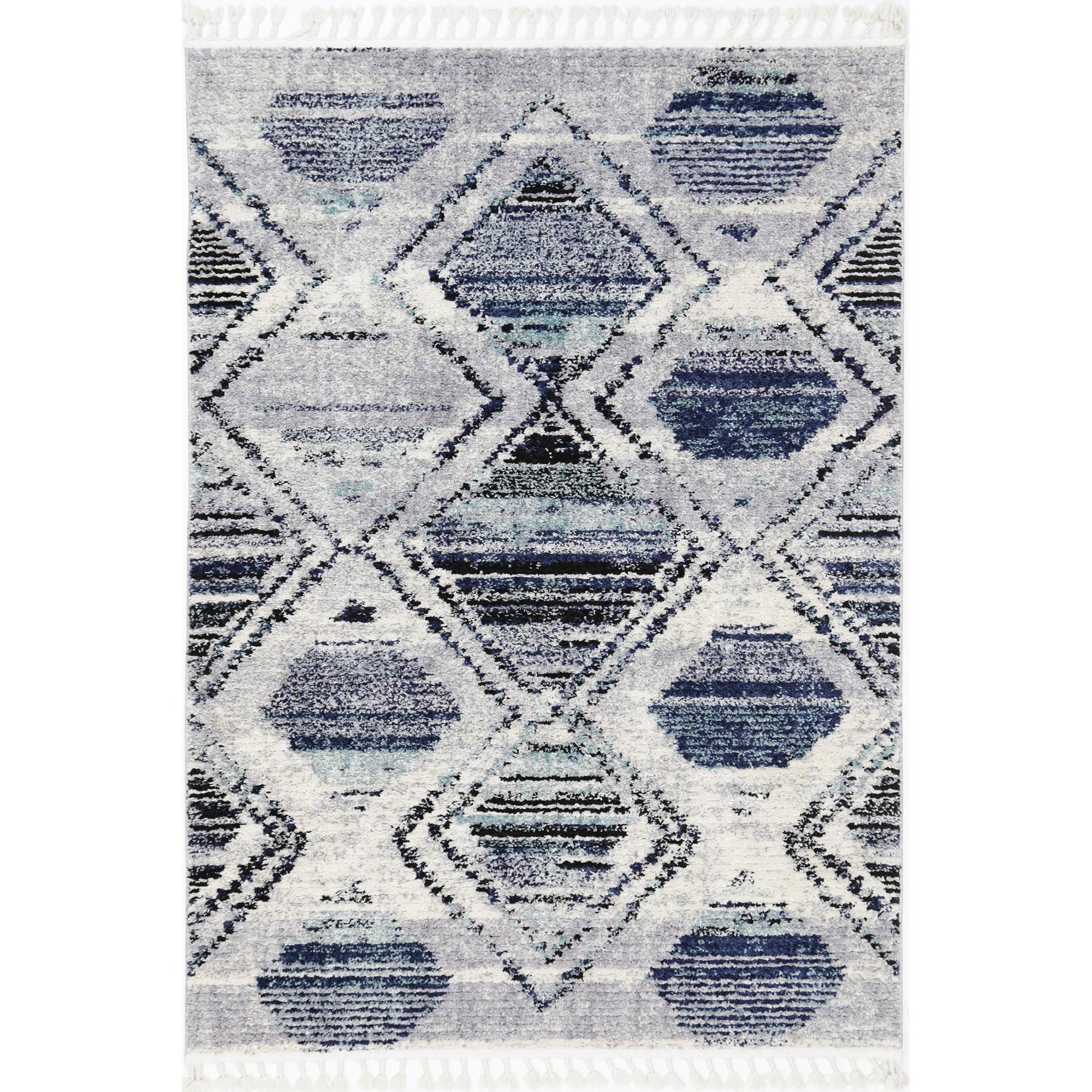 Mansour No.04 Modern Rug, 290x200cm, Blue / Grey
