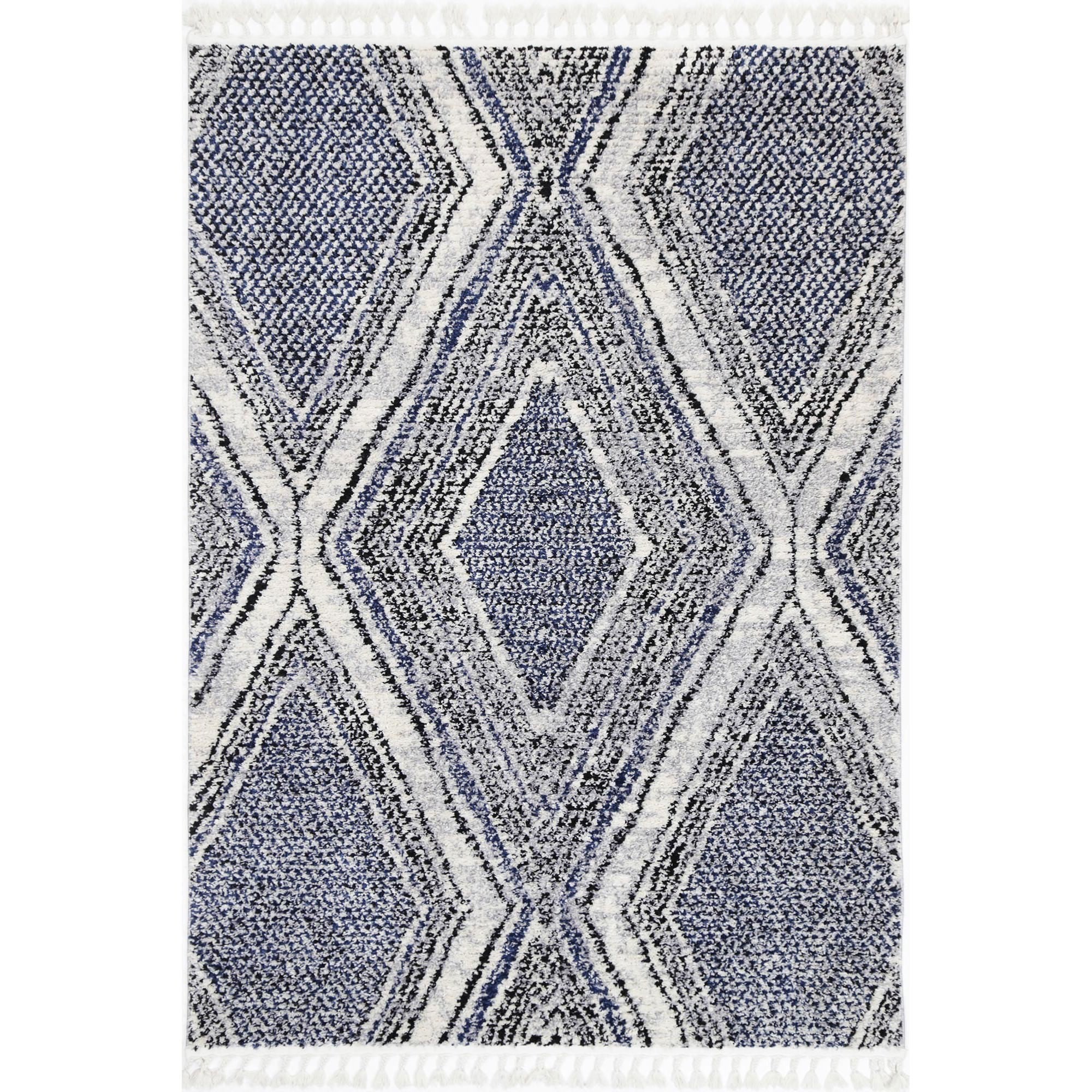 Mansour No.05 Modern Rug, 400x300cm, Blue / Grey