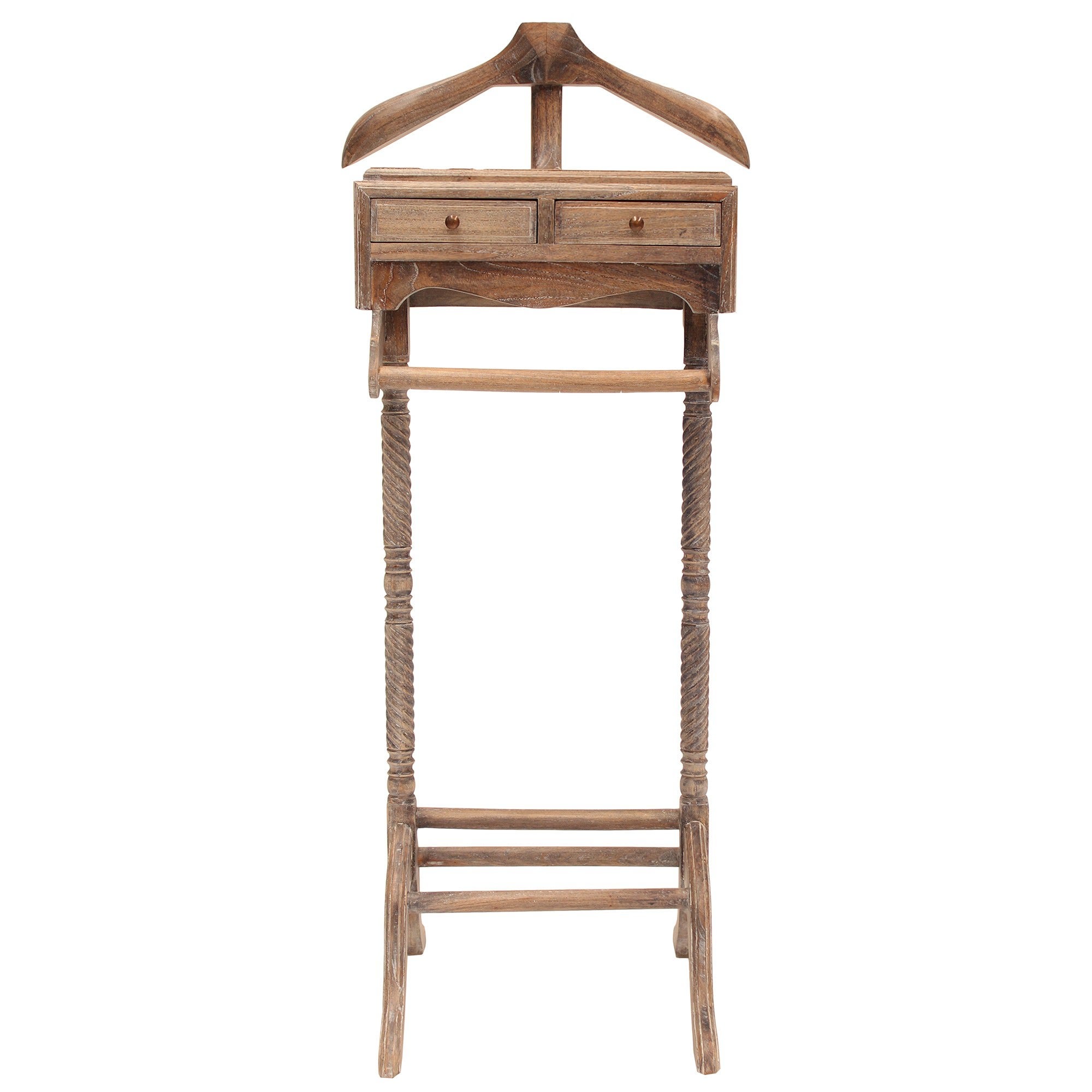 Recco Hand Crafted Mahogany Valet Stand, Weathered Oak