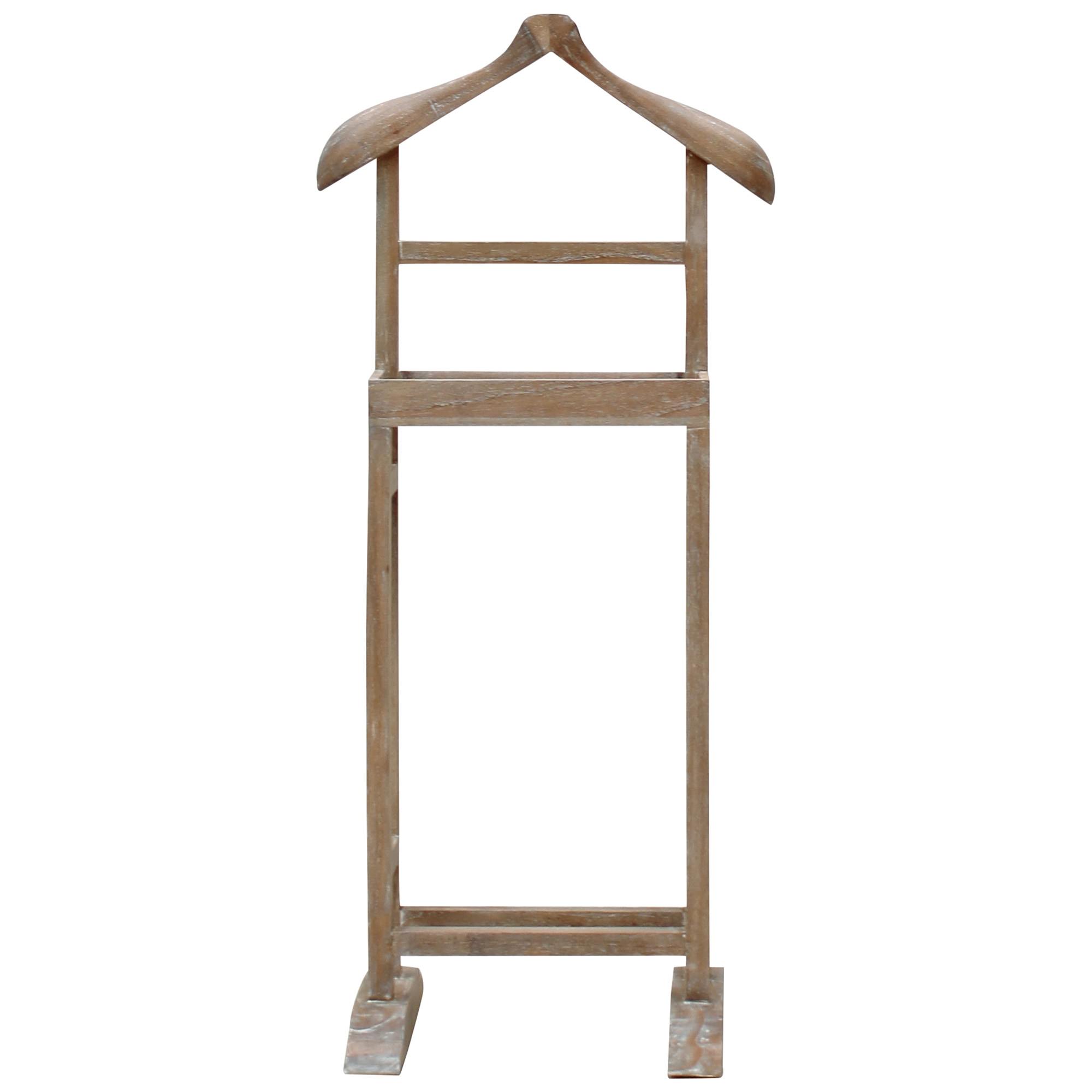 Arlet Hand Crafted Mango Wood Valet Stand, Weathered Oak