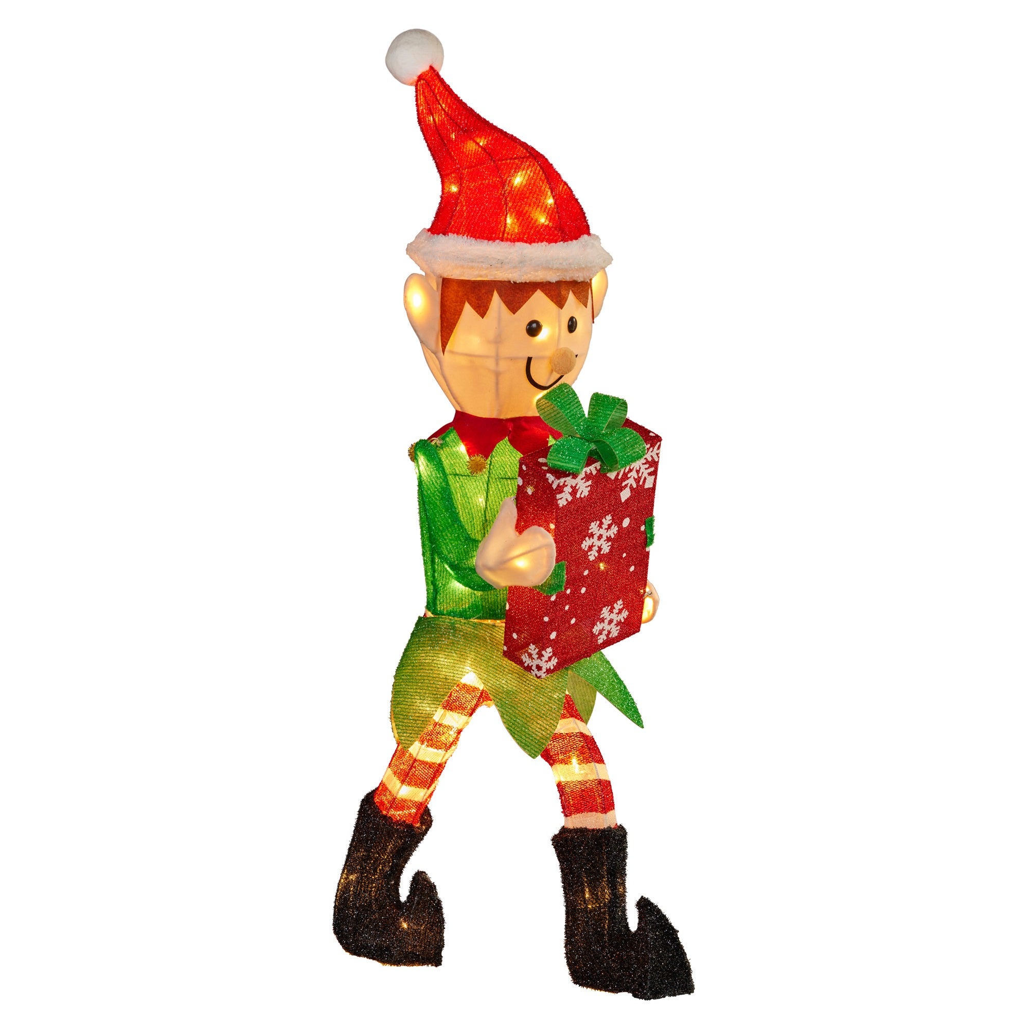 Rubbio LED Light Up Outdoor Christmas Elf Figurine, 105cm