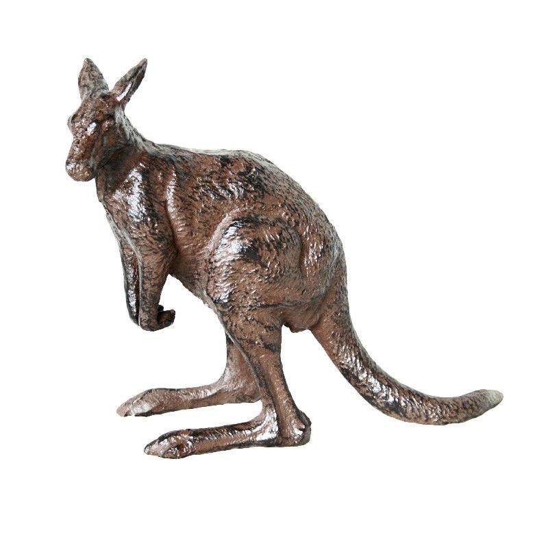 Cast Iron Kangaroo Figurine Garden Decor
