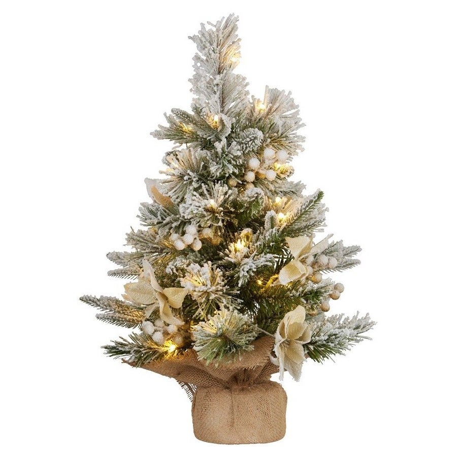 Frosted Colonial LED Light Up Artificial Tabletop Christmas Tree, 60cm