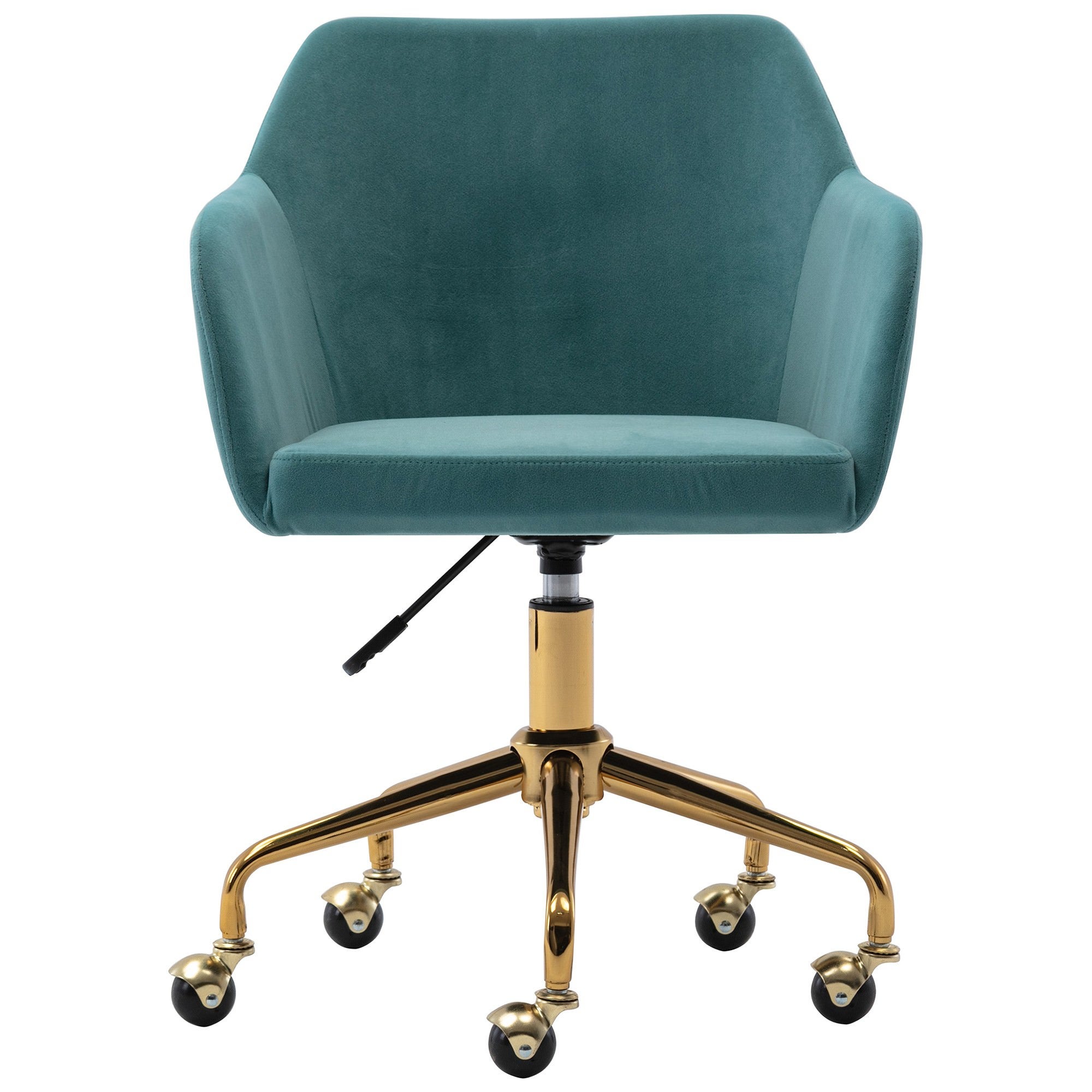 Caitlyn Velvet Fabric Office Chair, Teal / Gold