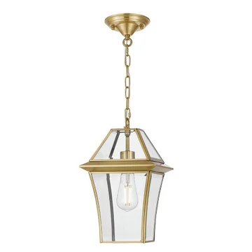 Rye IP44 Metal & Glass Indoor / Outdoor Pendant / Batten Fix Ceiling Light, Small, Brass