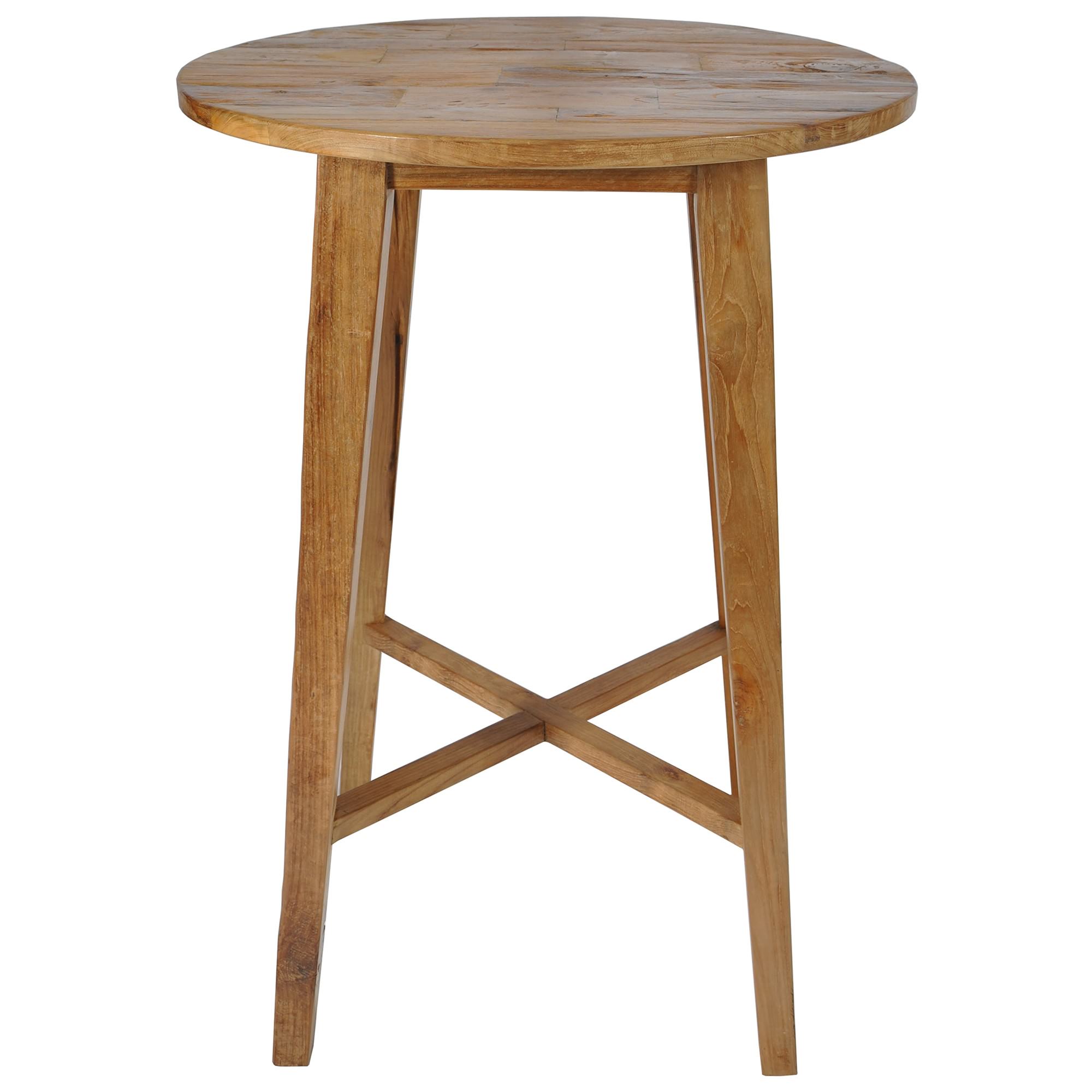 Tropica Woody Commercial Grade Reclaimed Teak Timber Round Bar Table, 80cm