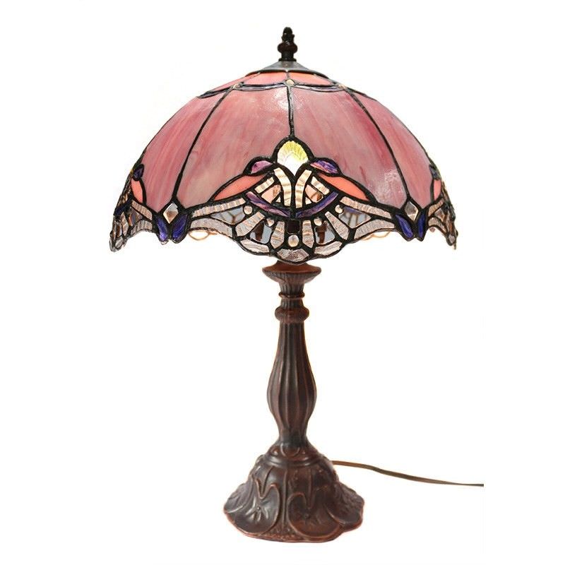Memphis Tiffany Style Stained Glass Table Lamp, Medium, Blush