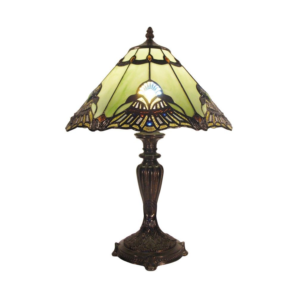 Benita Tiffany Style Stained Glass Table Lamp, Medium, Jade