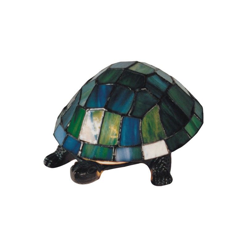 Wolseley Tiffany Style Stained Glass Turtle Statue Table Lamp, Blue / Green