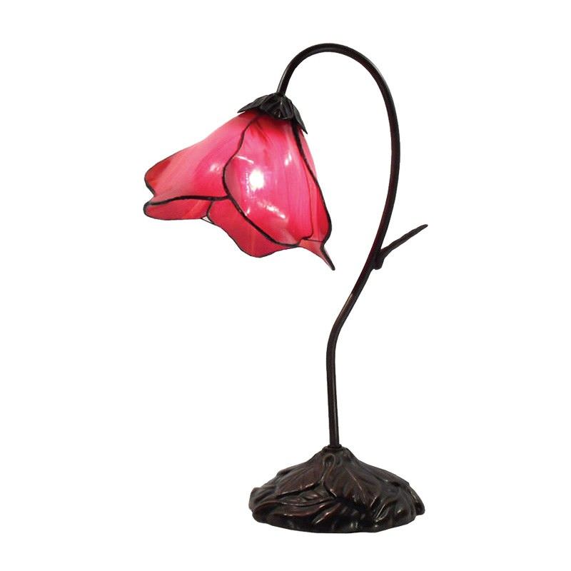 Lily of The Valley Tiffany Style Stained Glass Flower Table Lamp, Single Shade, Pink