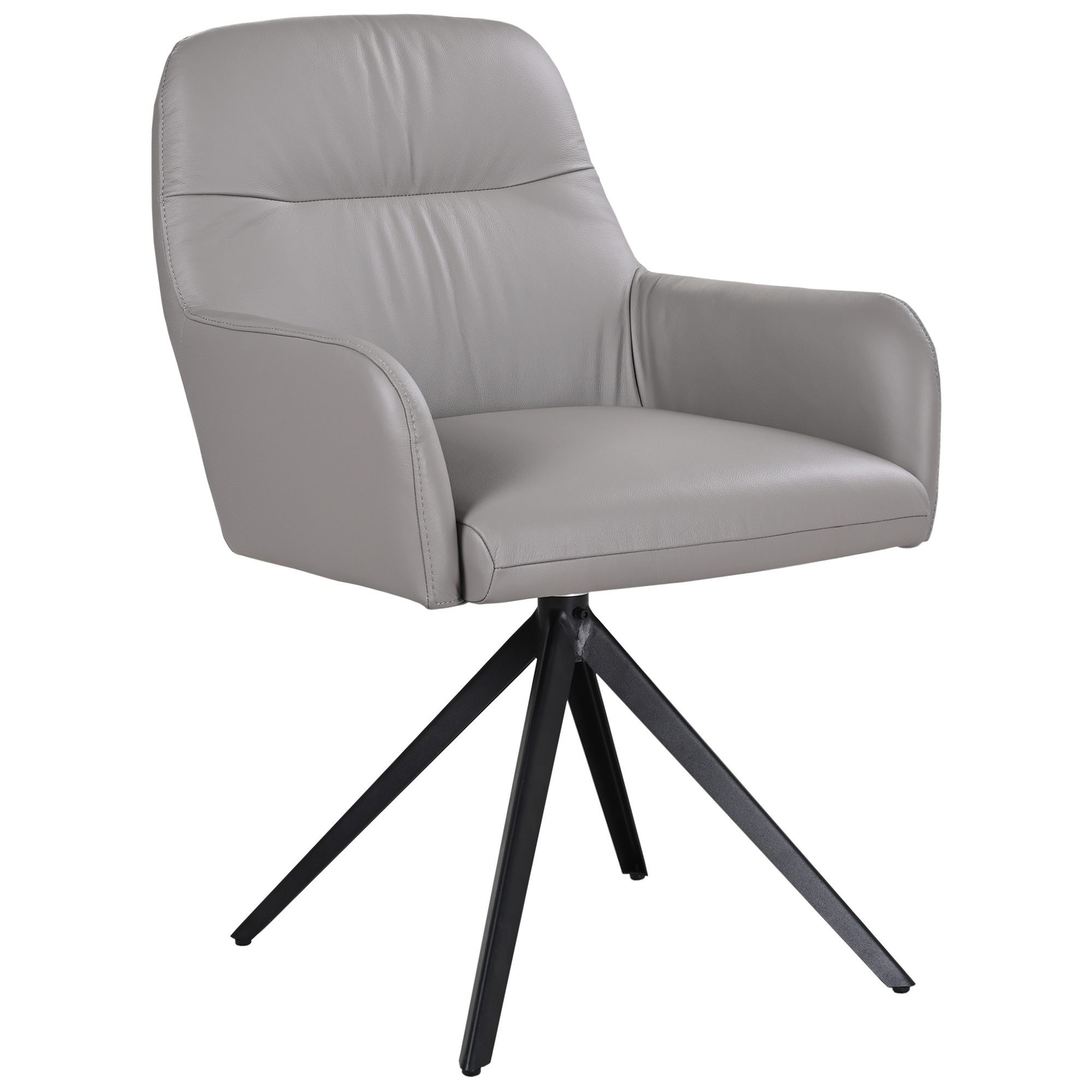Silvan Leather Swivel Dining Armchair, Grey