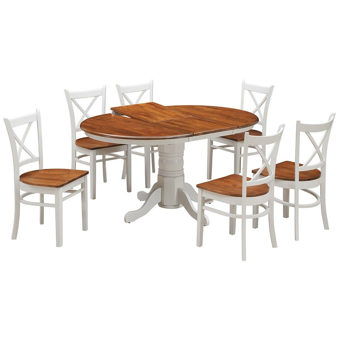 Hamilton 7 Piece Wooden Round Extensible Dining Table Set, 107-150cm