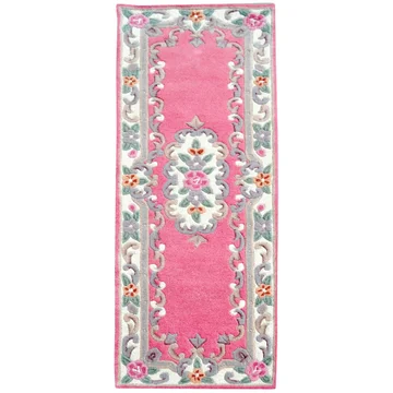 Avalon French Aubusson Wool Runner Rug, 210x67cm, Pink