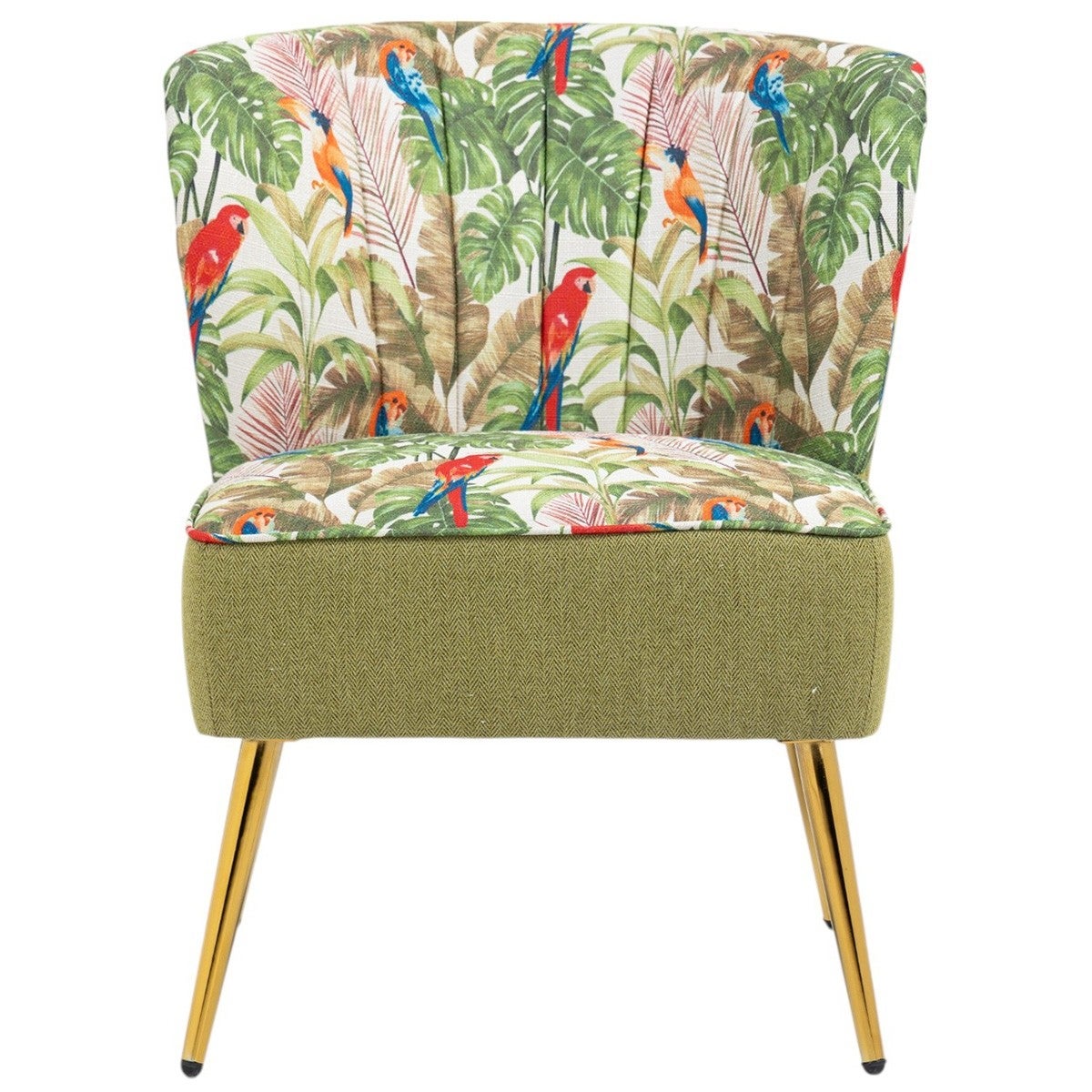 Levant Fabric Accent Chair, Green Retro Floral V2
