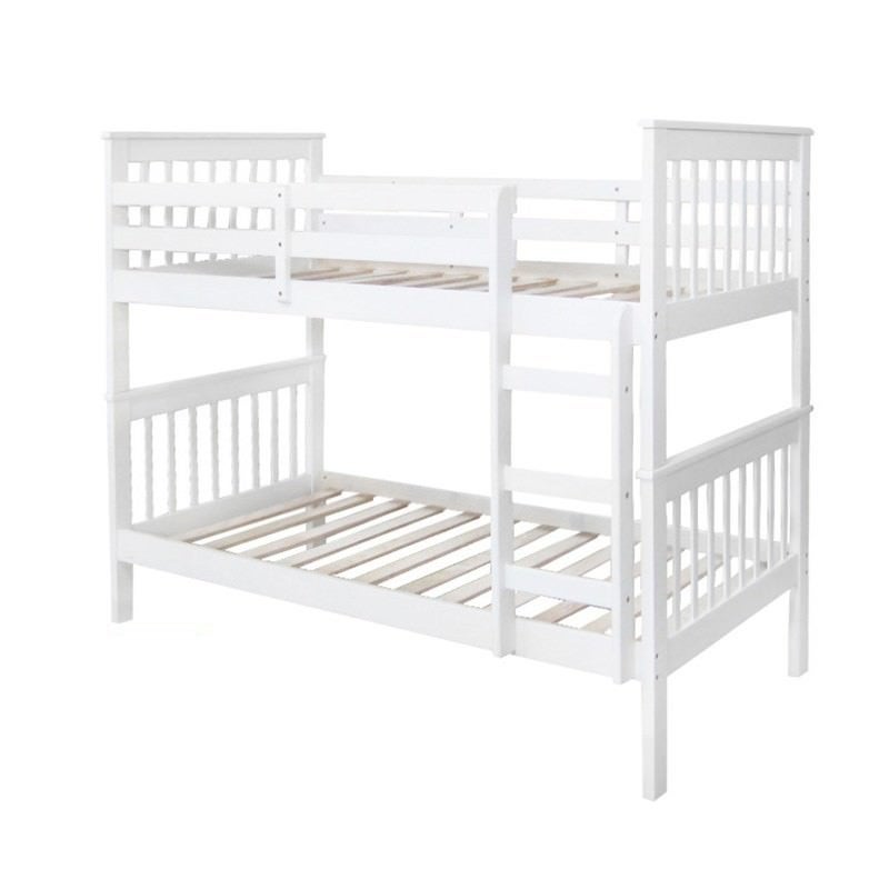 Monza New Zealand Pine Timber Bunk Bed, Single, White
