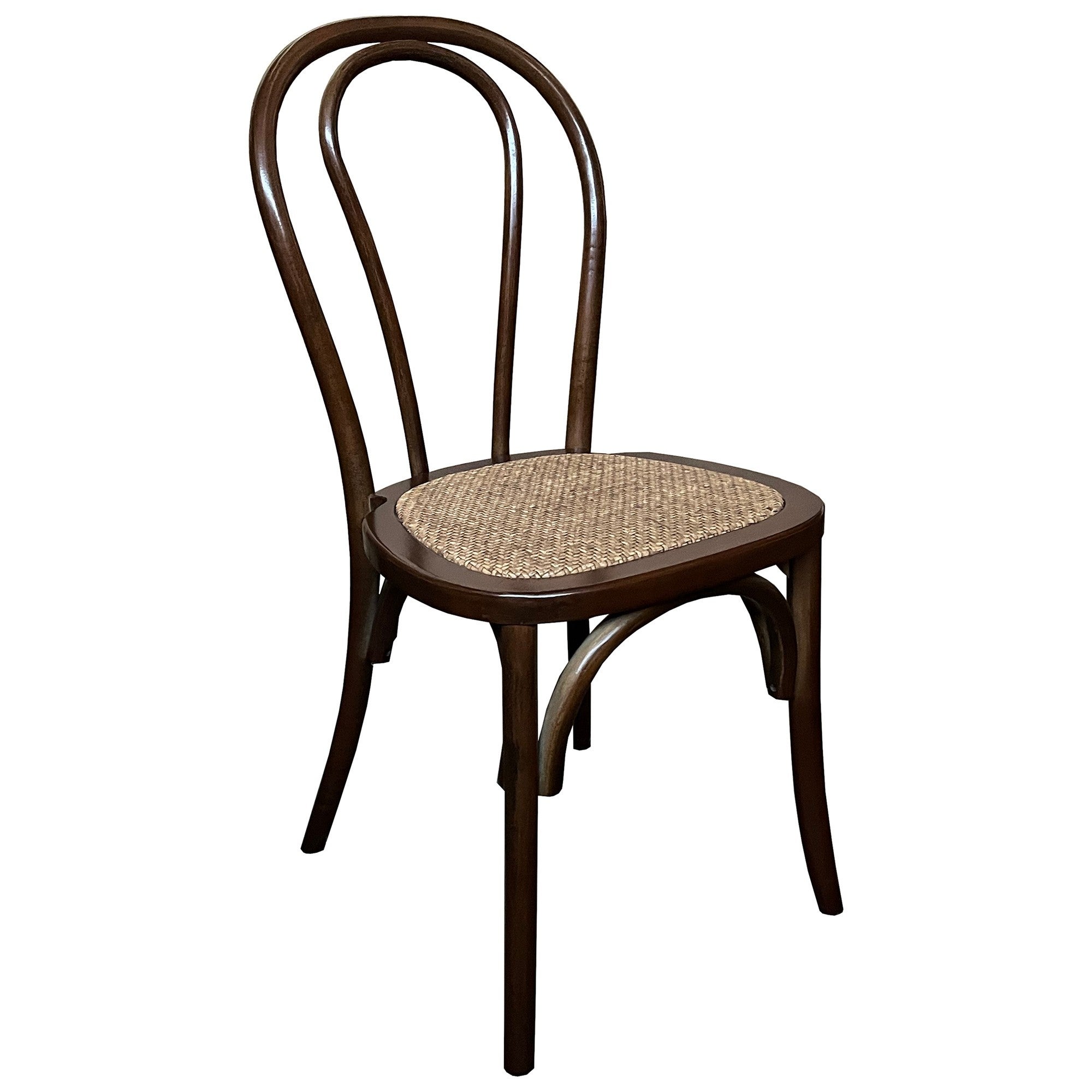Maillet Stackable Bentwood Dining Chair, Rattan Seat, Walnut