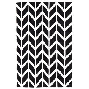 Manon Rug Nomad Chevron Flat Woven Wool Rug, 225x155cm, Black