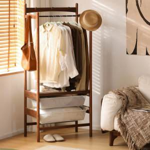 Walnut Clothes Rack Wexor American Walnut Timber Clothes Rack with Basket Drawers