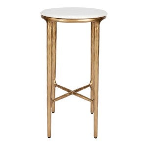 Heston Marble & Iron Petite Round Side Table, Brass