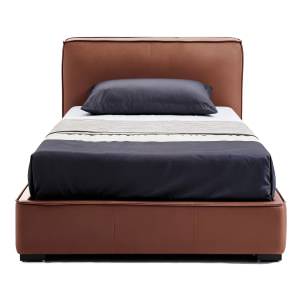 Oryth Tech Fabric Low Profile Platform Bed, Single, Brown