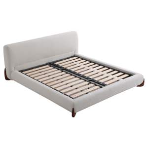 Noriel Boucle Fabric Low Profile Platform Bed, Double, White