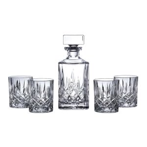 Royal Doulton Square Crystal 5 Piece Decanter & Tumblers Set