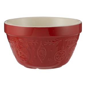 Mason Cash Merry & Bright Stoneware Pudding Basin, 900ml, Red