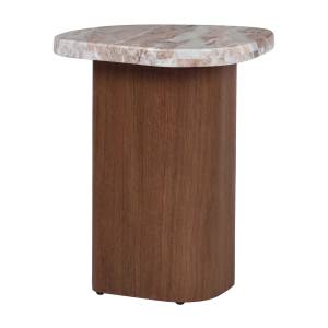 Solstice Marble Top Wooden Side Table, Brown / Walnut