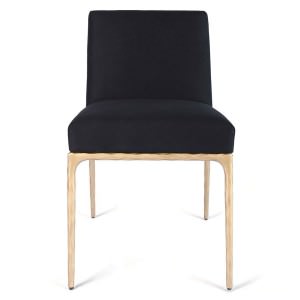 Heston Fabric & Metal Dining Chair, Black / Brass