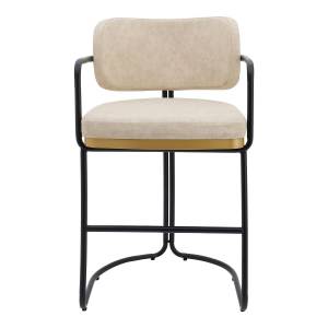 Charly Vegan Leather & Iron Counter Stool, Beige