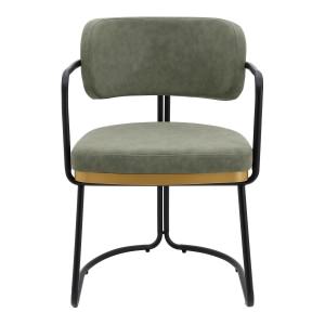 Charly Vegan Leather & Iron Dining Chair, Olive