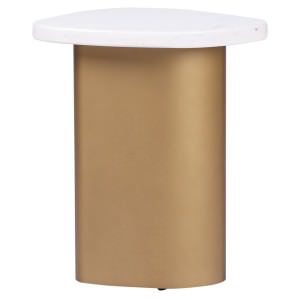 Solstice Marble Top Iron Side Table, White / Antique Gold