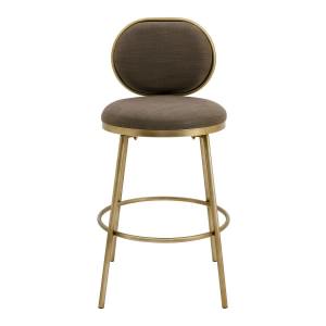 Eliza Fabric & Iron Swivel Counter Stool, Chocolate / Brass