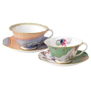 Wedgwood Butterfly Bloom Bone China Teacup & Saucer, 215ml, Set of 2 Mixed