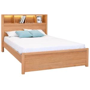 Carlos Messmate Timber Bookcase Bed with LED Light & USB Port, Queen