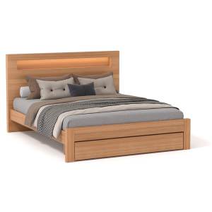 Amora Messmate Timber Bed with LED Light, USB Port & End Drawer, King Single