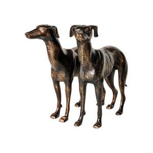 Sonny 2 Piece Cast Iron Standing Greyhound Sculpture Set