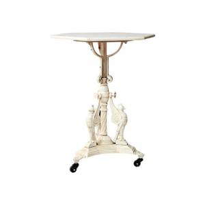 Katherine Marble & Cast Iron Hexagon Side Table with Castors